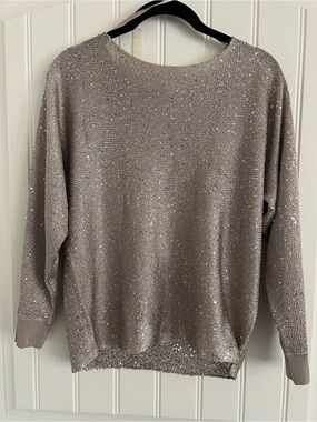 Alfani Petite‎ Champagne Sequin Knit Sweater | P/S